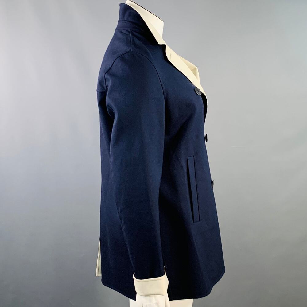 LORO PIANA Caleb Navy White Cotton Blend Twill Double Breasted Jacket Blazer - Picture 4 of 9